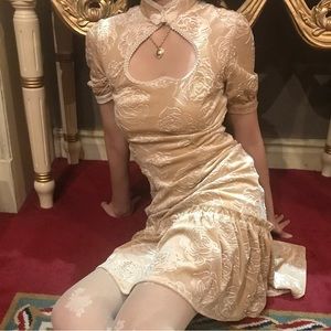 NWOT | Embossed Velvet Qipao Dress | Independent Designer | S